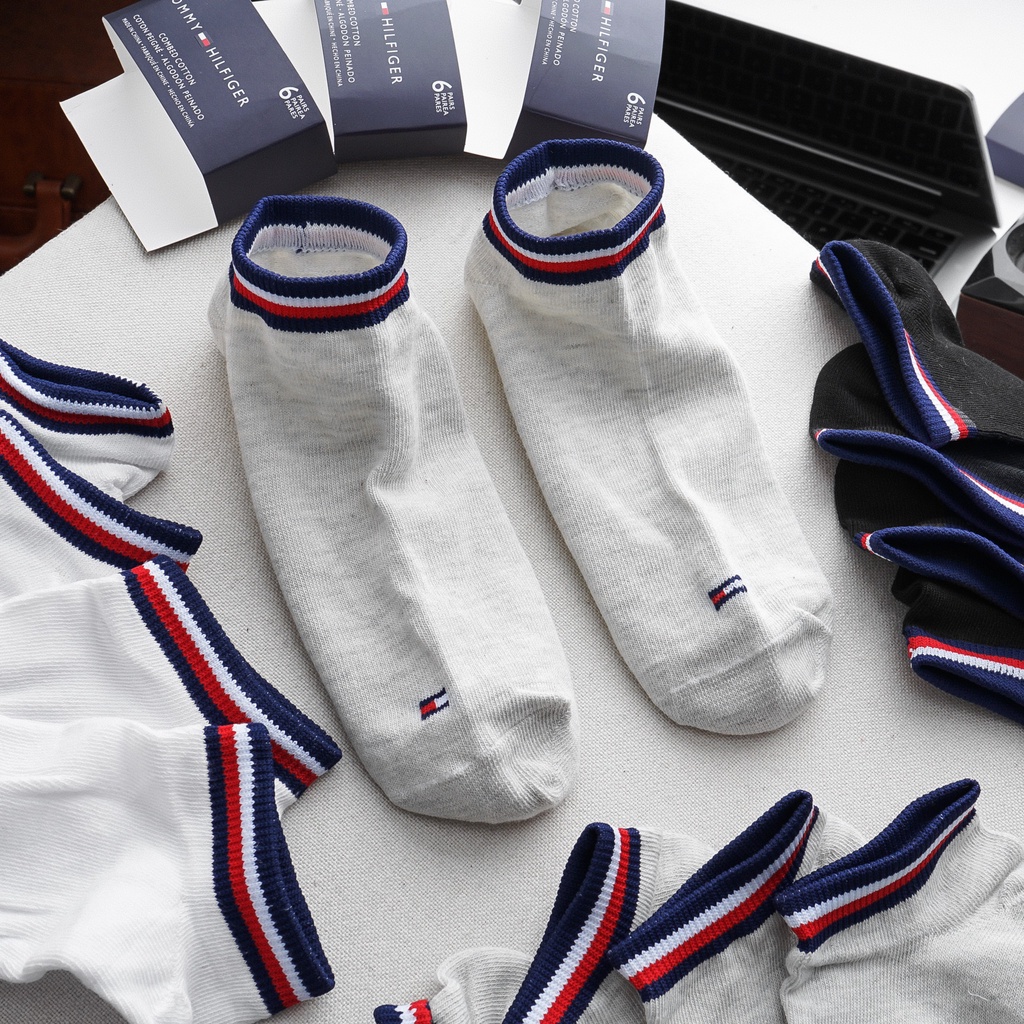 Pack 6 Đôi Vớ nam nữ Ngắn Viền Cổ Tommy Hilifiger