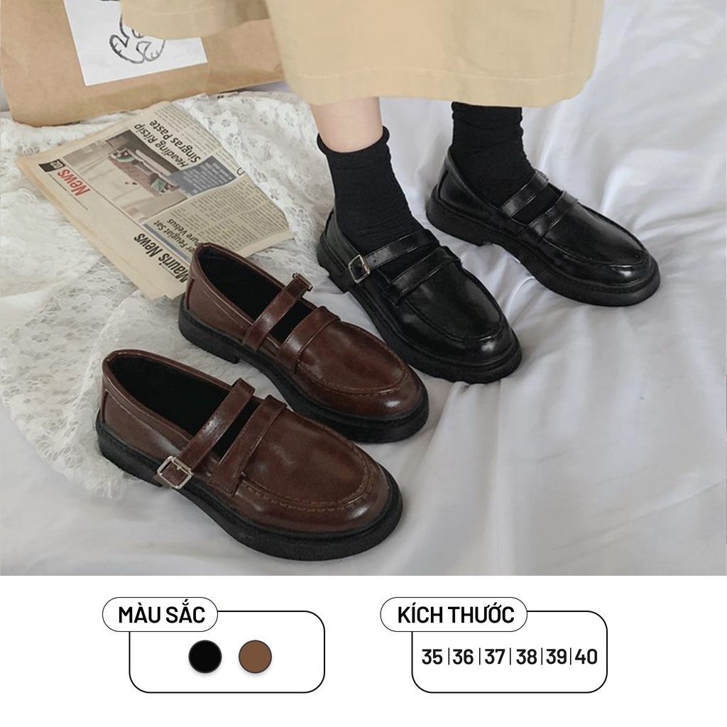 Giày Búp Bê Nữ Ulzzang Vintagae, Giày Lolita Mary Jane Có Quai Đế Cao Su 3cm Phong Cách Retro, Hàn Quốc - Iclassy_shoes