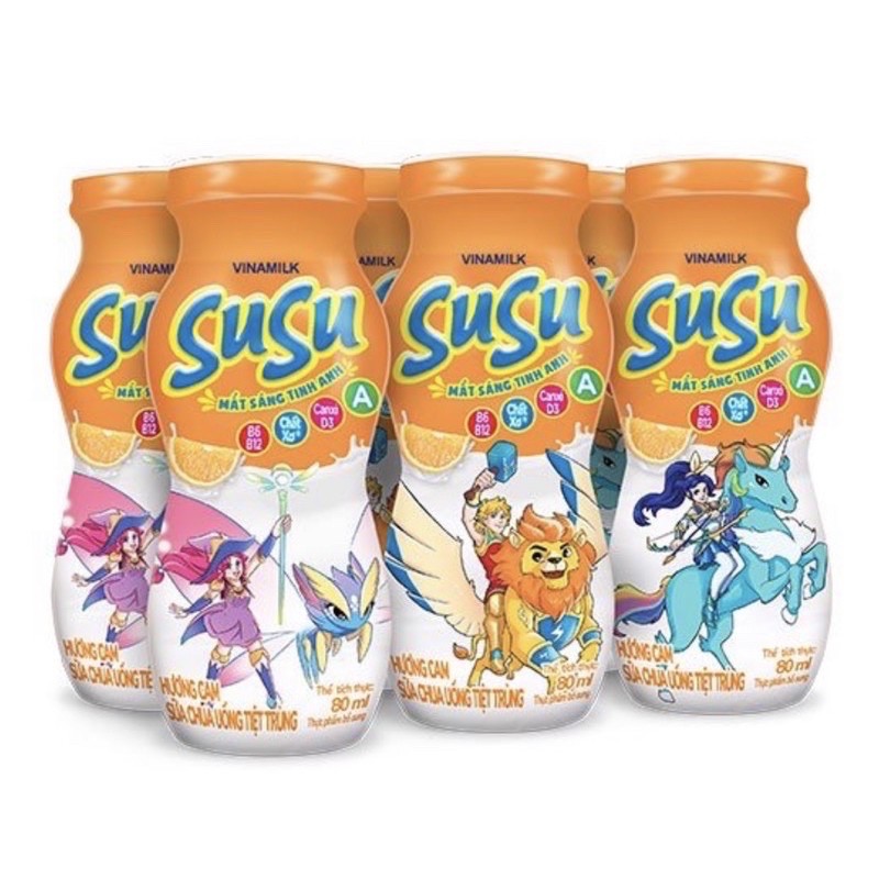 Chai Sữa Chua Uống SuSu IQ - 6 chai x 80ml