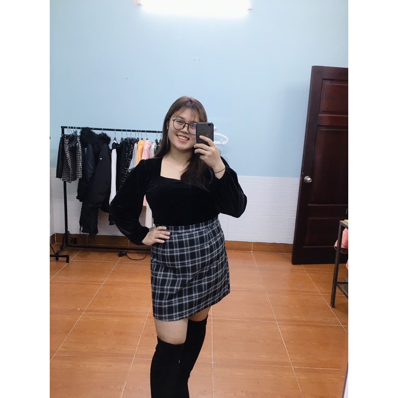 Chân váy chữ A bigsize kẻ 6-100kg