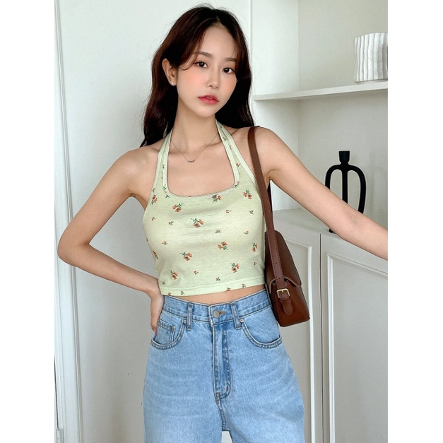 Áo cổ yếm hoa nhí sexy