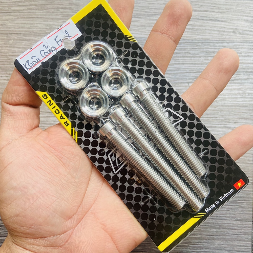 (ỐC KIỂU XE MÁY) Bộ 04 ốc khâu cảng sau, ốc khâu tay dắt sau xe FUTURE 2, WAVE thái 125, trang trí xe siêu chất