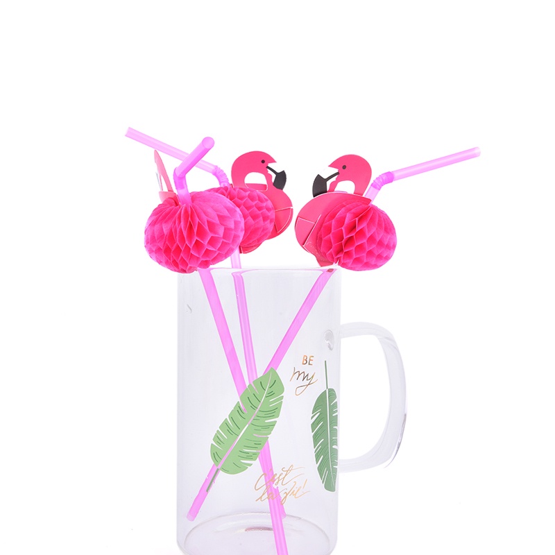 {FCC} 10Pcs Flamingo Pineapple Drinking Straws Hawaii Beach Tropical Birthday Party{yancrane3.vn}