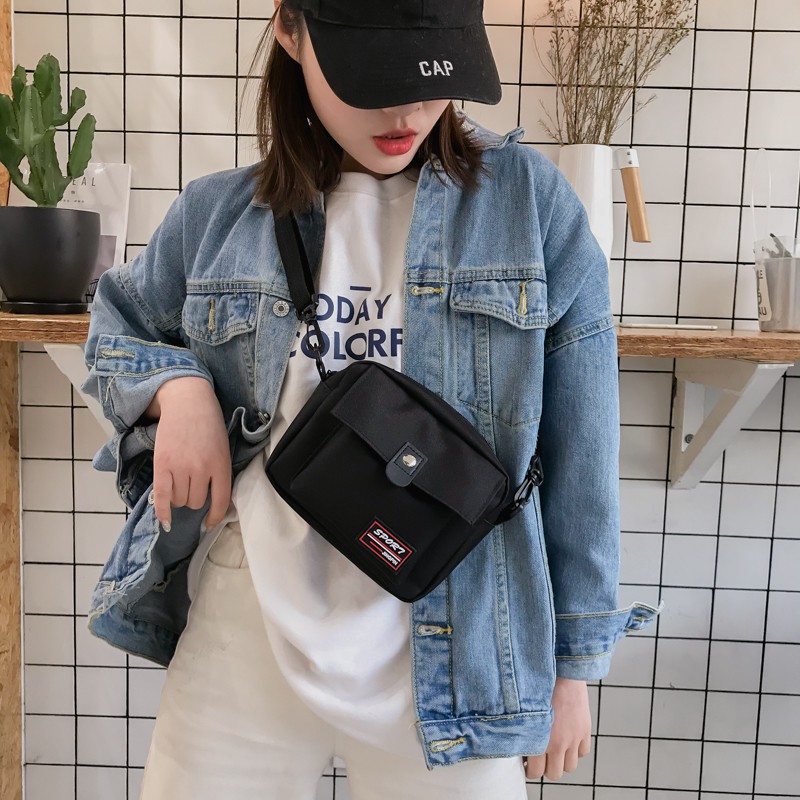 Túi vải thời trang họa tiết đơn giản họa tiết hoang dã bó lưới màu đỏ nhỏ màu đen | BigBuy360 - bigbuy360.vn