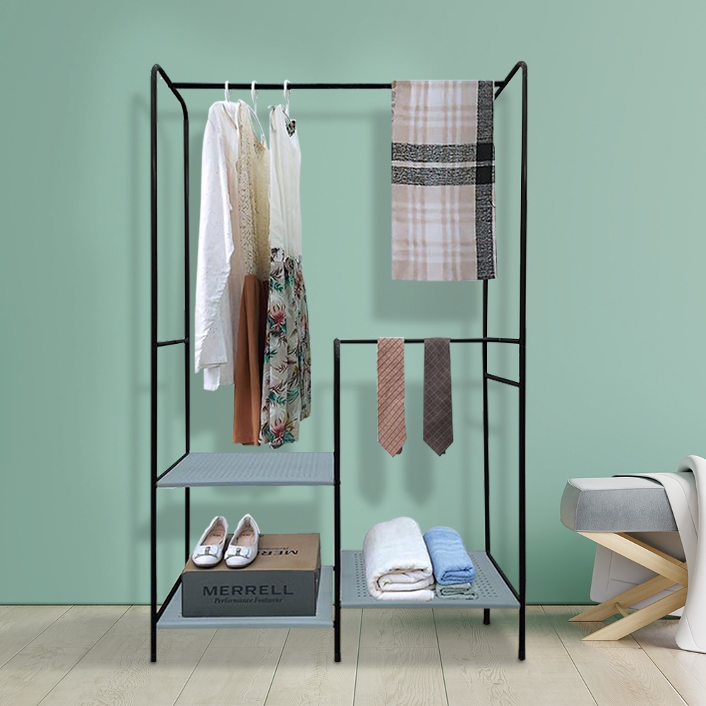 HomeBase ME LIVING Giá treo quần áo 3 ngăn kèm thanh treo bằng thép Thái Lan PIXEL W100xH160xD31,5cm