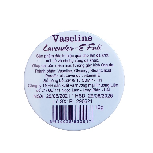 Kem sáp nẻ Vaseline Lavender  / hoặc dầu dừa -E Fuli 10g dưỡng ẩm da chống nứt nẻ khô da