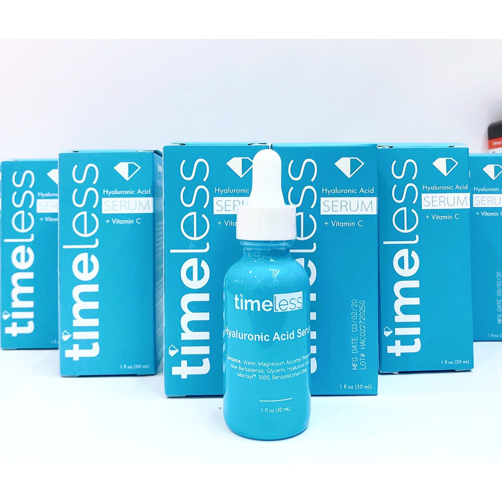 Serum Timeless Hyaluronic Acid + Vitamin C Dưỡng Ẩm, Làm Trắng Da 30ml