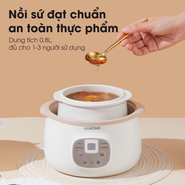 Nồi nấu chậm đa năng 4in1 SAMONO SW-SC08 0.8L phiên bản quốc tế - Hàng chính hãng