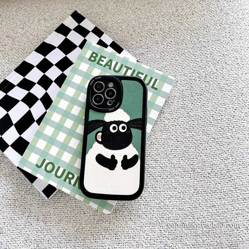 Ốp Điện Thoại Da Hình Cửa Hàng Hoa Lily / Cừu Xanh Lá Cho iPhone 11 12 13 14 Pro Max 7Plus 8 Plus X XS XR