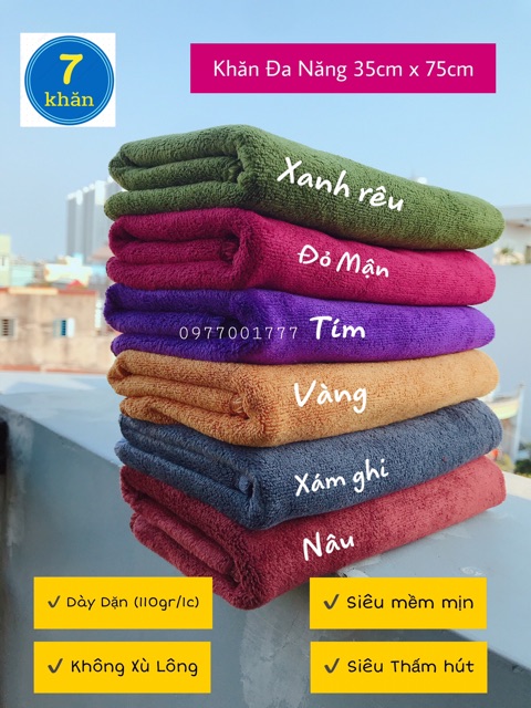 Khăn Tắm/Gội sợi microfiber 35x75cm - Siêu thấm hút nước