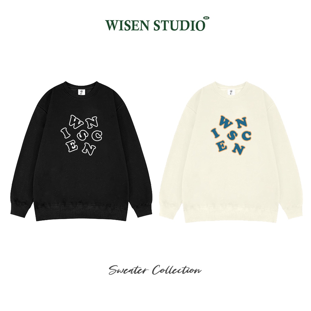 Áo sweater WISEN REVER áo nỉ dài tay unisex form rộng