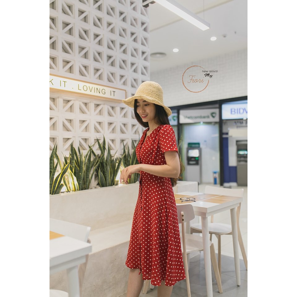 Đầm maxi đỏ chấm bi | BigBuy360 - bigbuy360.vn
