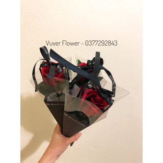 Bó hoa hồng sáp 1 bông mica (Ảnh thật)