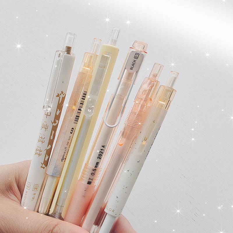 Set 4/6/7 Bút Bi Mực Xanh/Đỏ/Đen Ngòi 0.5mm Kèm Túi Đựng