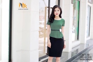 SƠ MI PEPLUM LỆCH CHẤM BI