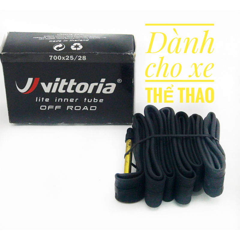 2 Săm ruột xe đạp thể thao Vittoria 700x25/28 đầu vòi 60mm, sản xuất tại Thái Lan