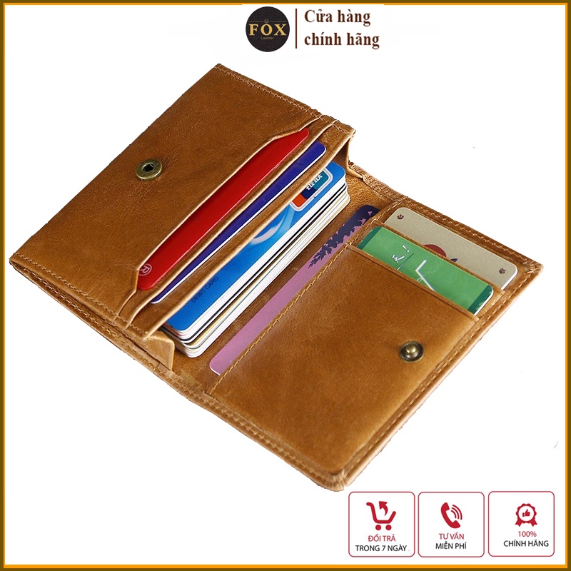 ví đựng thẻ mini FL10, bóp nam nhỏ gọn da bò thật chuyên đựng các loại giấy tờ, thẻ ngân hàng, card visit, tiền xu - Fox