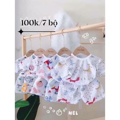 BỘ COTTON GIẤY BA LỖ CHO BÉ 3-15 KG, GIAO MẪU NGẪU NHIÊN