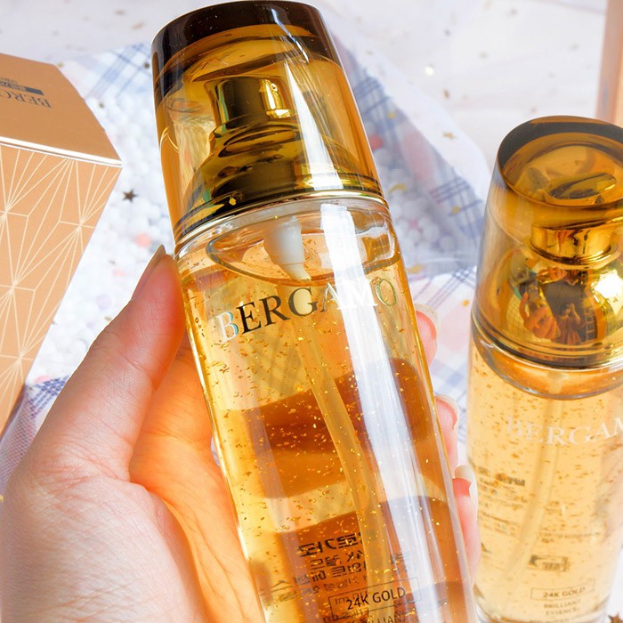 Tinh chất Serum Dưỡng Trắng Bergamo 24k Gold Brilliant Essence Chai màu vàng 110ml KBeauty