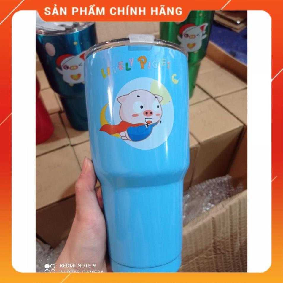 Ly Giữ Nhiệt Inox 900ml (Kèm Túi + 2 Ống Hút và Cọ Rửa)