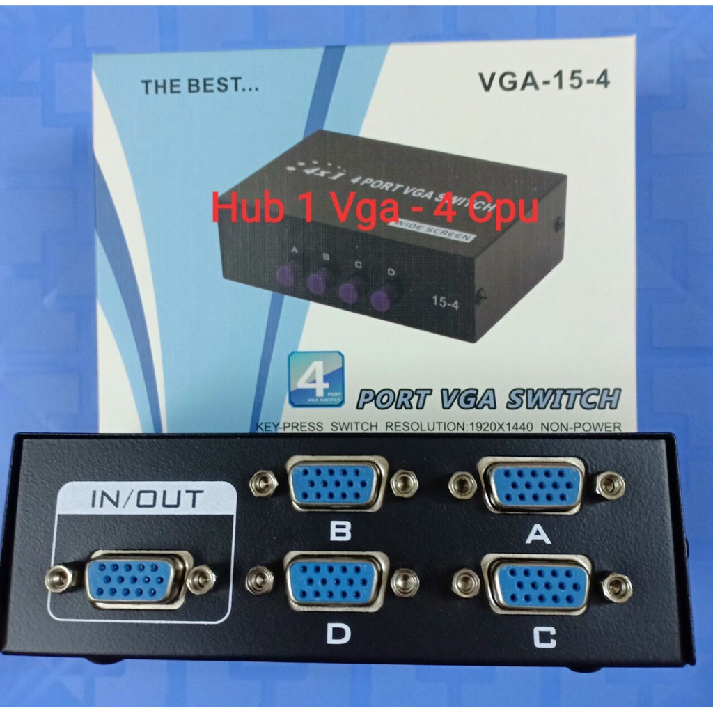 HUB VGA 💎𝓕𝓡𝓔𝓔𝓢𝓗𝓘𝓟💎Hub 1CPU ra 4VGA  Có Adapter FULL HD - SPTECH COMPUTER