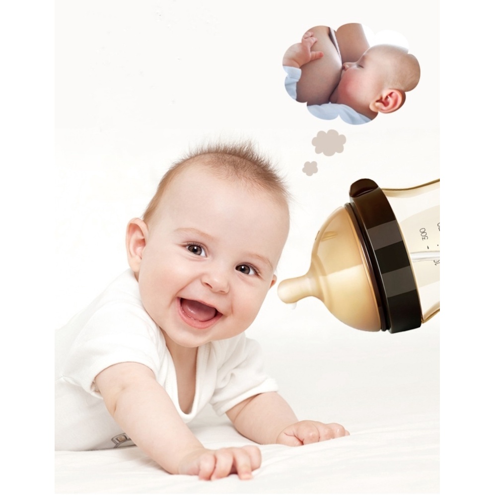 Bình sữa KAMIDI cao cấp kết hợp núm sữa silicon thiết kế mô phỏng đầu ti mẹ 240ML VÀ 300ML