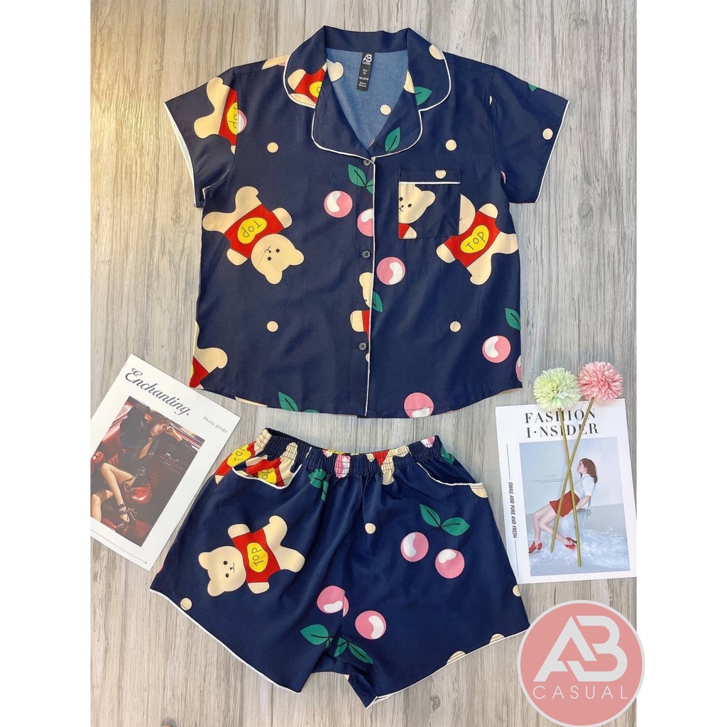 Đồ Bộ Pyjama Lụa Đùi Cho Nữ Hình Cute VNXK ABCASUAL MPĐ1