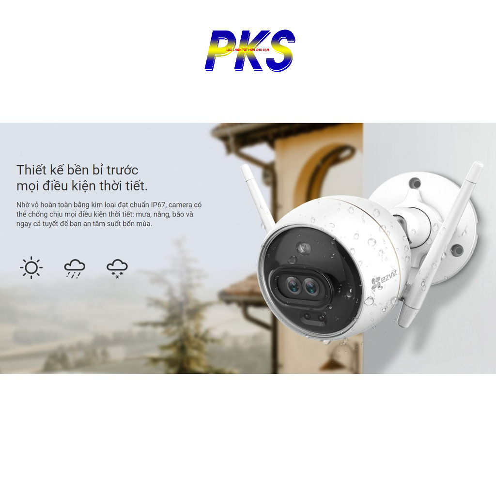 Camera IP WIFI chống nước cao cấp EZVIZ C3X CS-CV310 2.0Mpx, ghi hình màu ban đêm, tích hợp AI - Hàng chính hãng