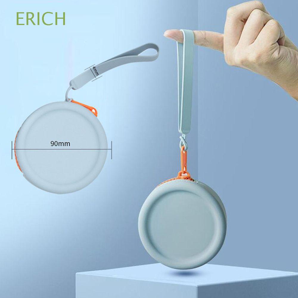 Hộp Đựng Tai Nghe / Tiền Xu Bằng Silicon Hình Tròn Đơn Giản Tiện Dụng Cho Nữ Ốp