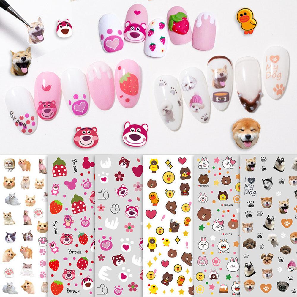 Miếng Dán Trang Trí Móng Tay Họa Tiết Móng Vuốt Gấu / Vịt Vàng Hoạt Hình DIY