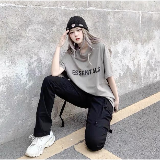 Áo thun tay lỡ Essentials chữ in nổi xám ghi , áo thun nam nữ unisex,Cocmer_vn | BigBuy360 - bigbuy360.vn