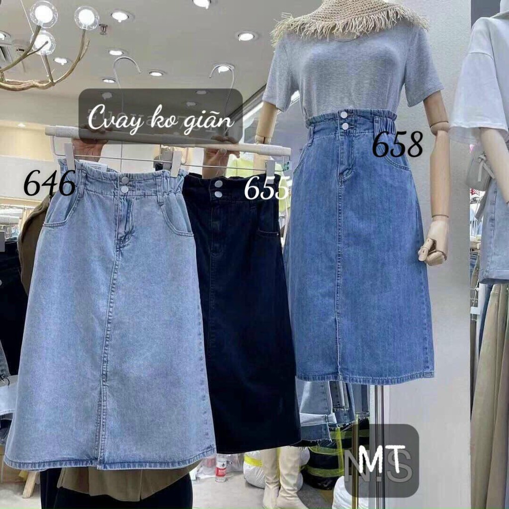 CHÂN VÁY BÒ DÀI JEAN CẠP CHUN cv618 | BigBuy360 - bigbuy360.vn
