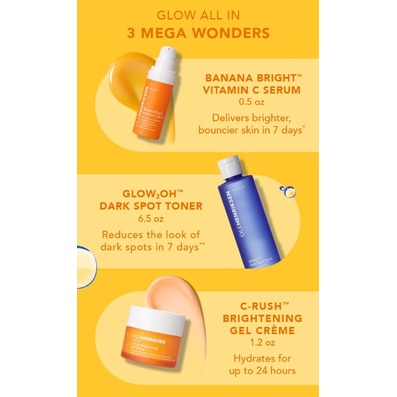 HOT - Fullset  OLEHENRIKSEN  Bộ dưỡng sáng da mờ thâm Glow Bright Now Set / Mini 3 Mega Wonders