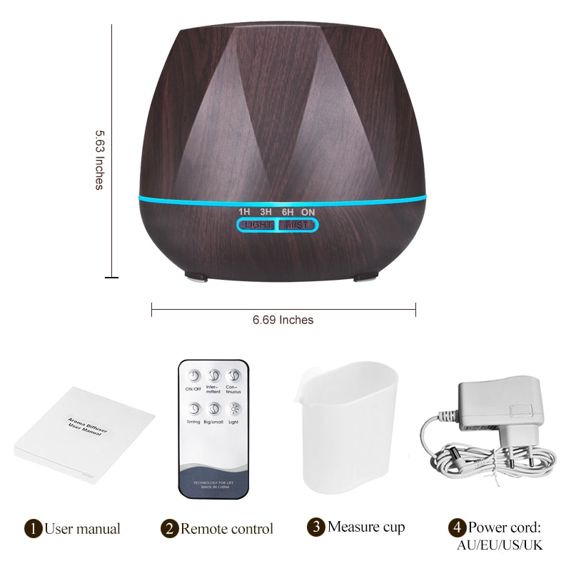 500ML Remote Control Air Humidifier Essential Oil Diffuser Humidificador Mist Maker LED Aroma Diffusor Aromatherapy