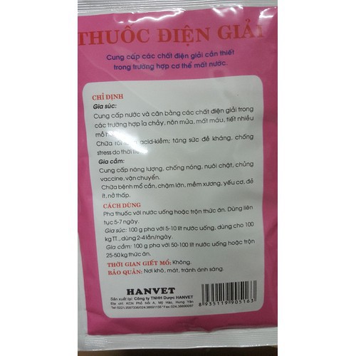 combo 3 gói bổ sung điện giải 100 gam bổ sung điện giải cho vật nuôi