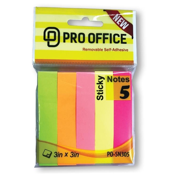 Giấy Note Pro Office 5 Màu Neon Vừa PO-SN305-3SN0007