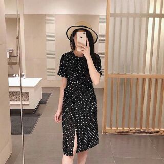Váy xoắn eo chấm bi