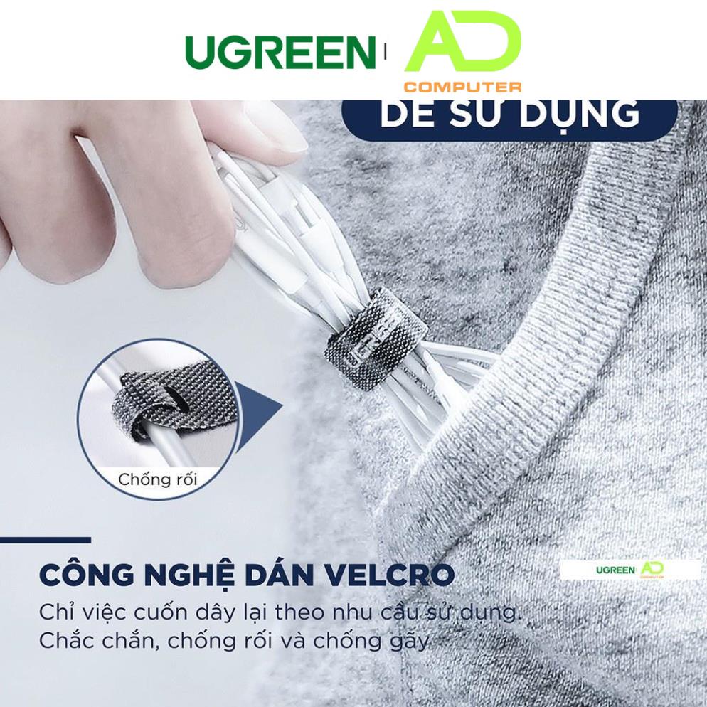 Dây dán tiên lợi Velcro làm gọn dây sạc, dây tai nghe,... UGREEN 50370 - Hàng phân phối chính hãng