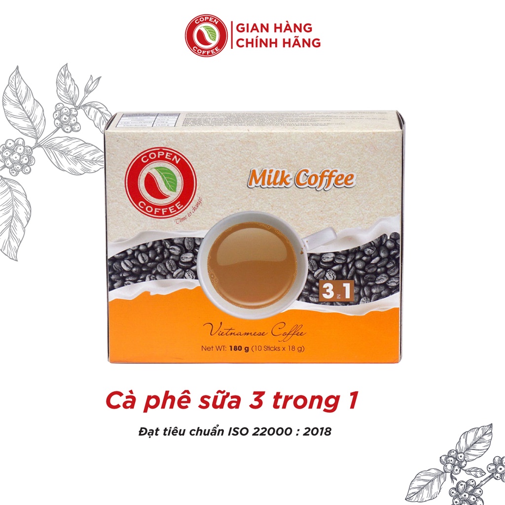 Hộp Cà phê sữa hòa tan Copen Coffee 3 trong 1 180g