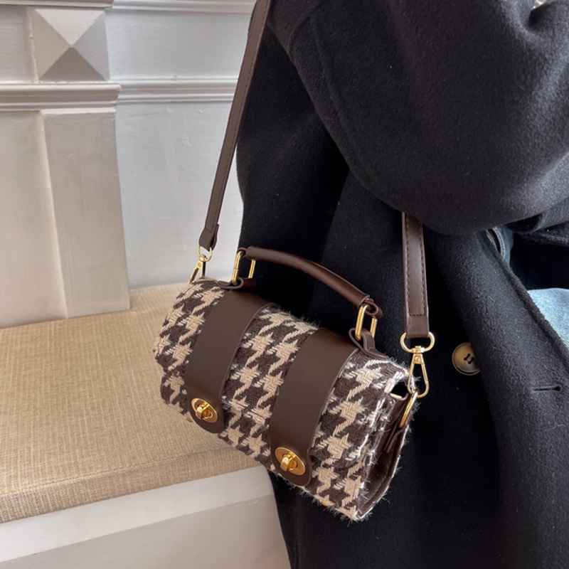 Túi đeo chéo có khóa kéo chống trộm họa tiết caro thời trang cho bé