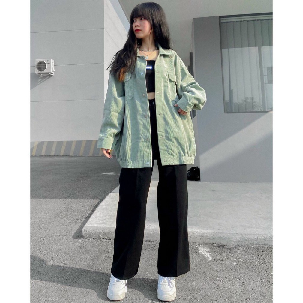 Áo Khoác Sơ Mi Nhung Chữ In Mặt Sau AKN13 Cardigan Nam Nữ Unisex kiểu dáng Ulzzang | BigBuy360 - bigbuy360.vn