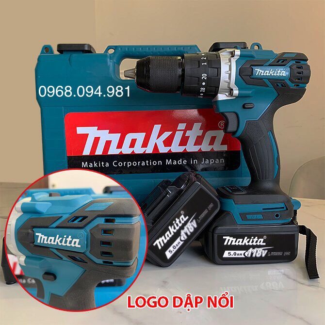 SIÊU KHỎE!!!!Máy Khoan Pin Makita 118V 3 Chức Năng, Loại Không Chổi Than, Đầu Auto Lock 13mm