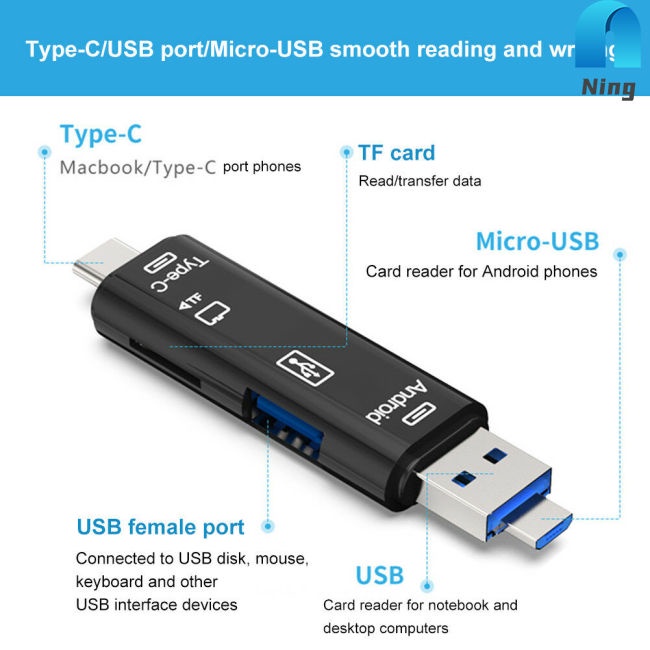 Đầu Đọc Thẻ Nhớ Đa Năng Cổng type-c Sang TF USB2.0