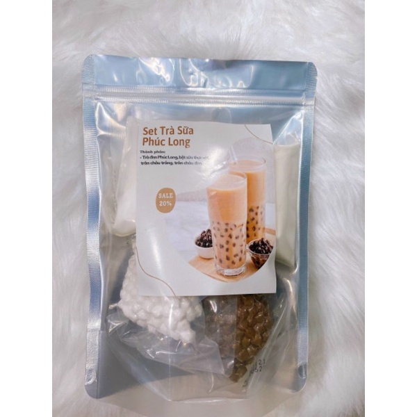 Set Nguyên Liệu Pha Trà Sữa Đường Đen, Phúc Long, Matcha, Trà Đào (20 Ly)