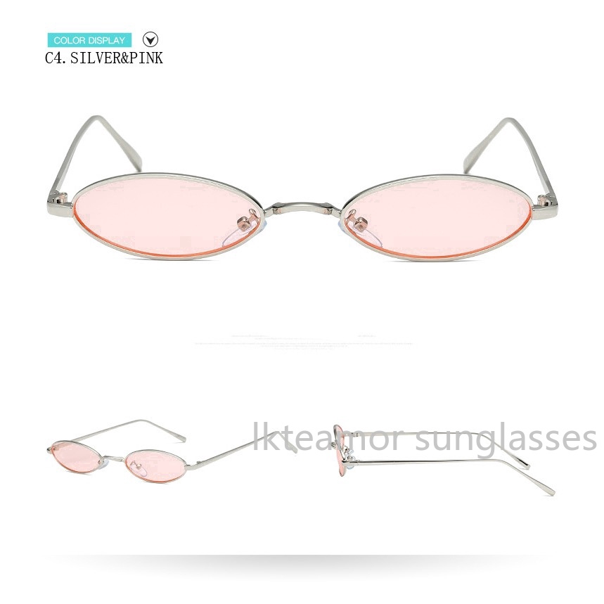 Kính mát cho nam gọng kim loại hình bầu dục nhỏ xinh phong cách cổ điển