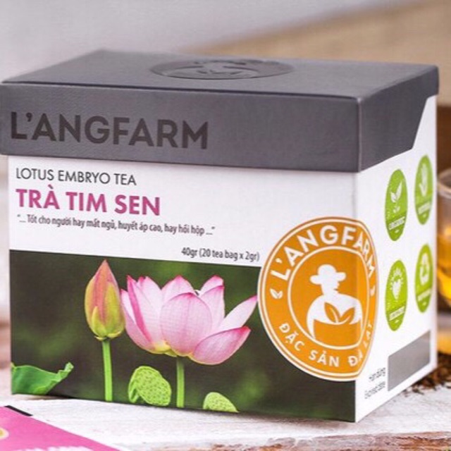 Hộp trà tim sen túi lọc Langfarm (20 túi/hộp) Đà Lạt