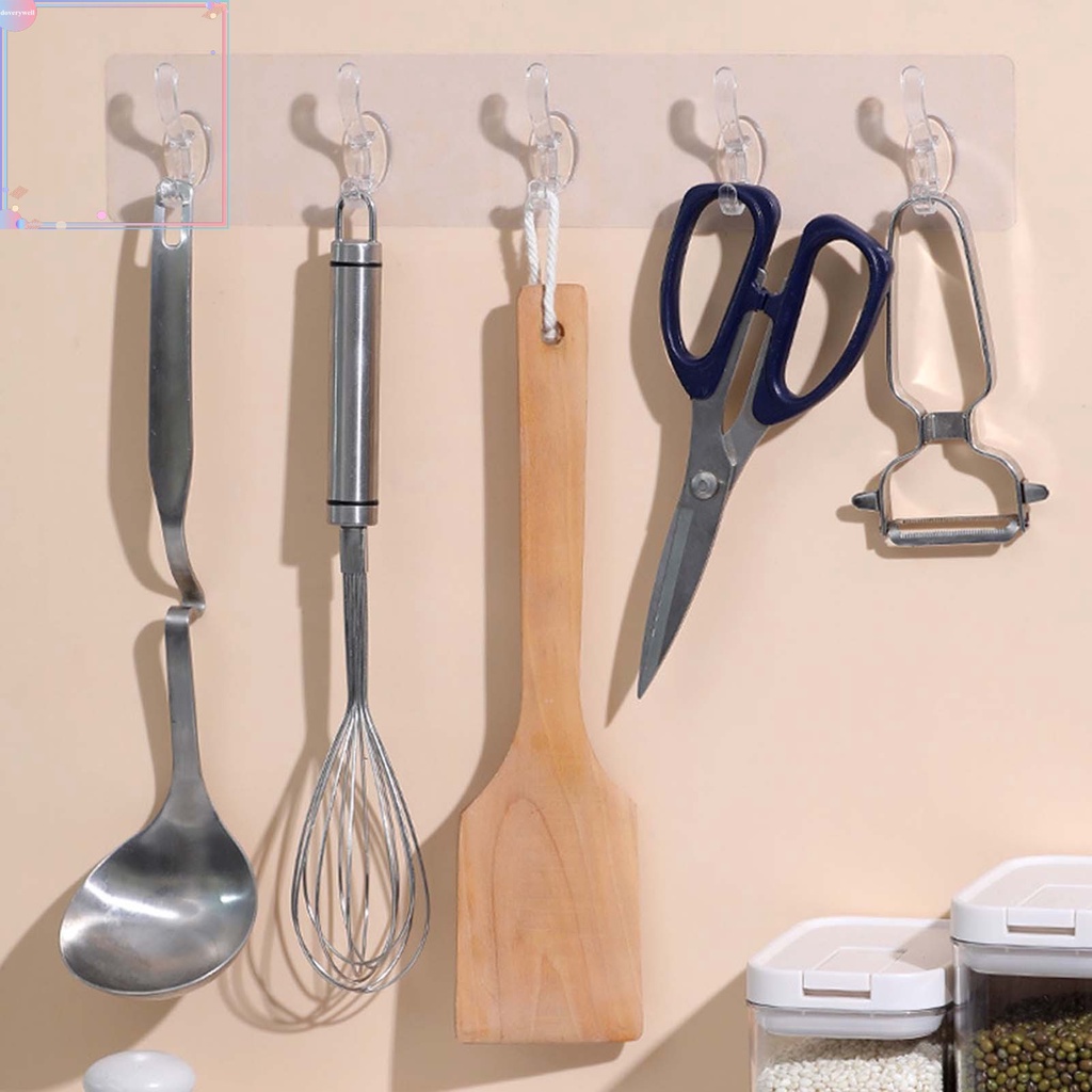 Móc treo đồ gắn tường bằng PVC không cần khoan tiện dụng cho gia đình