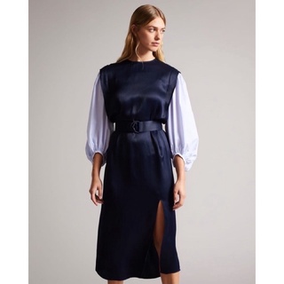 Đầm Ted baker phối lụa kèm dây thắt eo