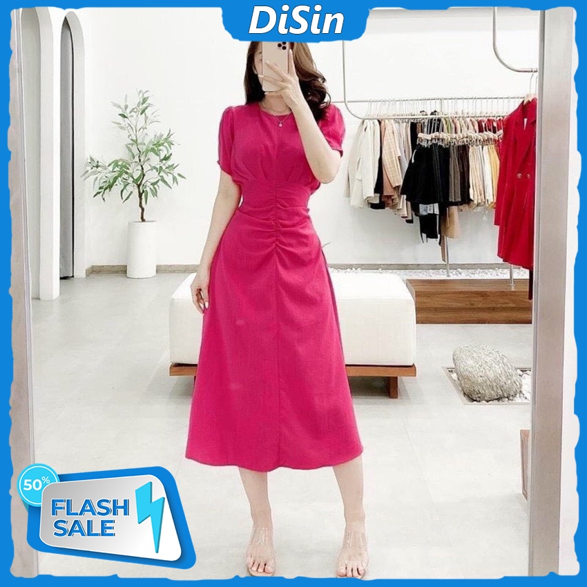 Đầm Kate Lụa Mẫu Trơn Tay Ngắn Cổ Tròn Dáng Suông Thích Hợp Mặc Đi Chơi Đi Tiệc