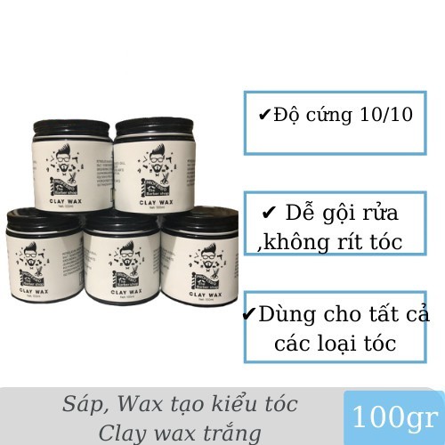 Sáp, Wax, Sáp vuốt tóc nam CLAY WAX TRẮNG Profession 100gr tạo kiểu giữ nếp cho tóc.